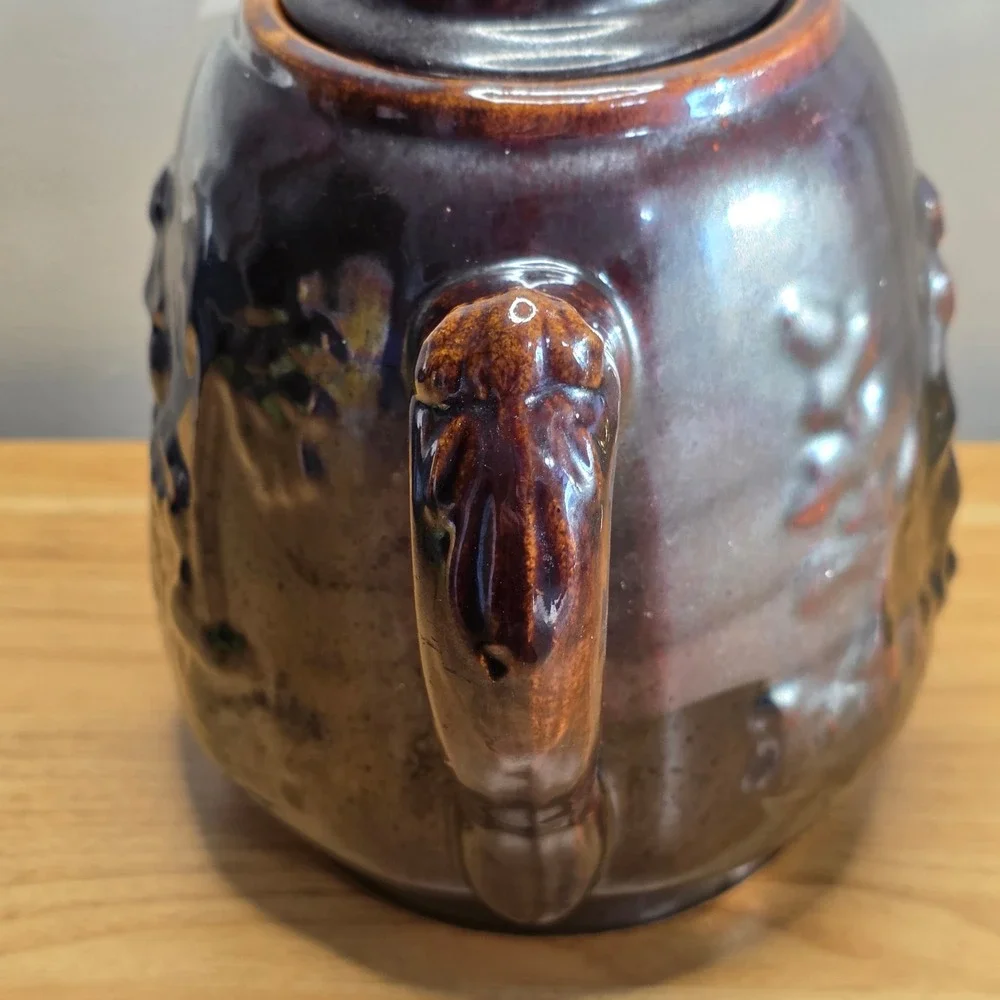 Antique Rockingham‎ Pottery Rebekah At The Well Teapot With Lid 10